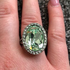 Faux Fluorite & Silver Oval Ring - Size 8